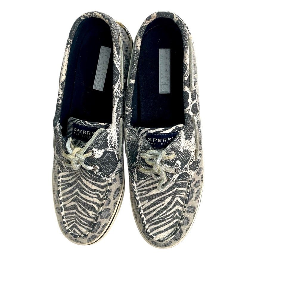 Sperry Top Sider Bahama Cheetah Zebra Print Sequin Womens Boat Shoes Size 9.5 M - Picture 4 of 8
